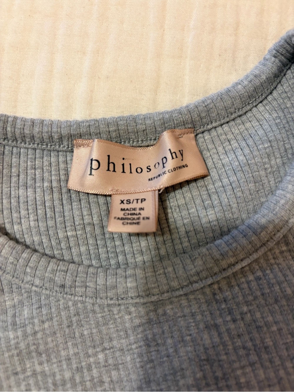 Philosophy Heather Gray Ribbed Ruffle Tank - Picture 3 of 8